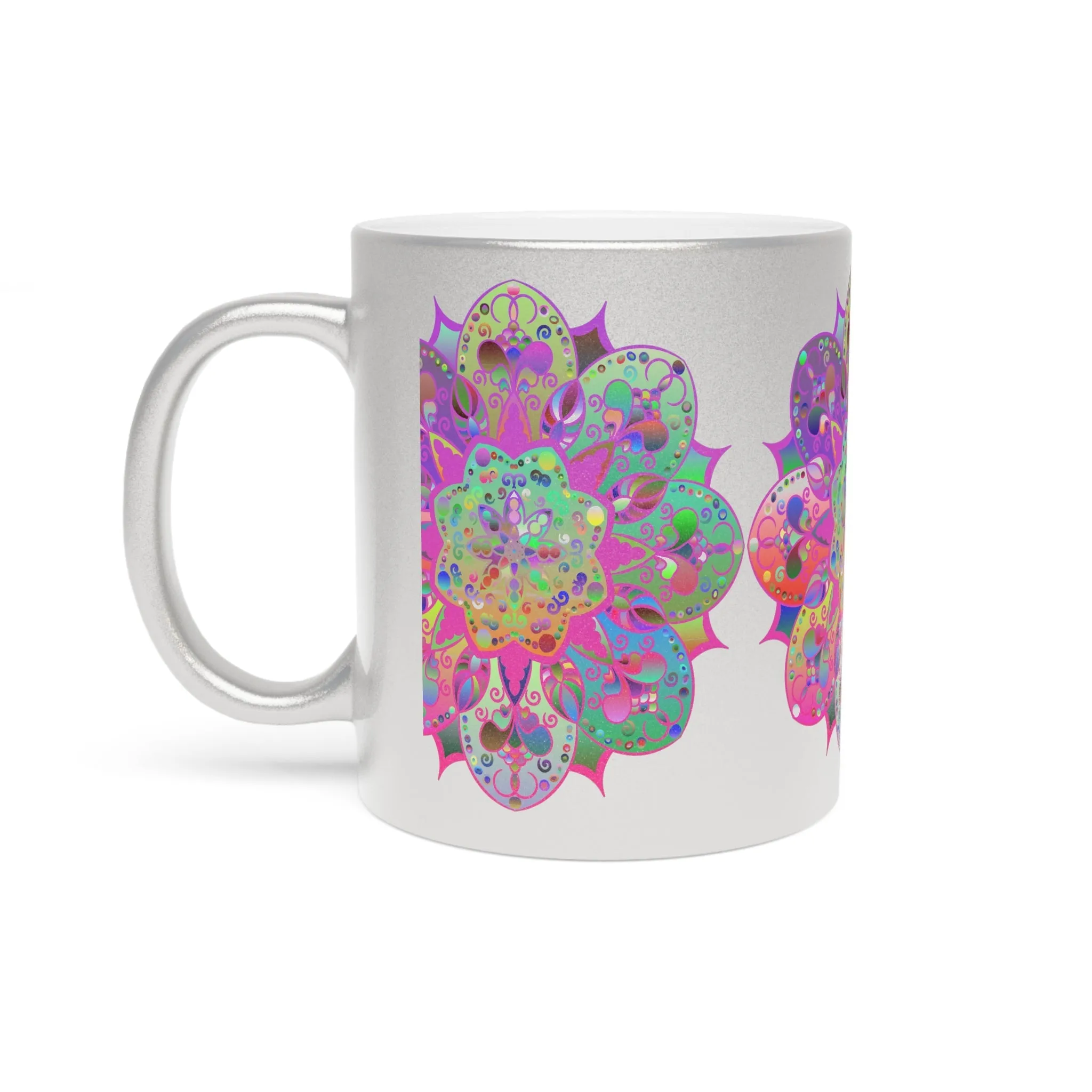 Handmade Mandala Art Metallic Mug - Unique Gift