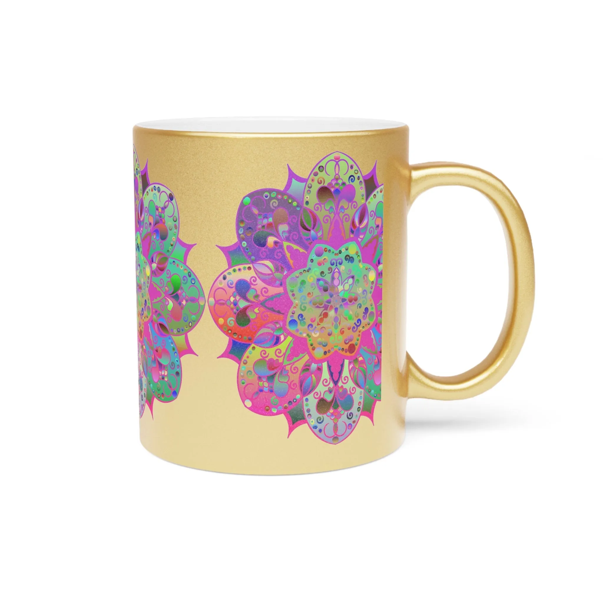 Handmade Mandala Art Metallic Mug - Unique Gift