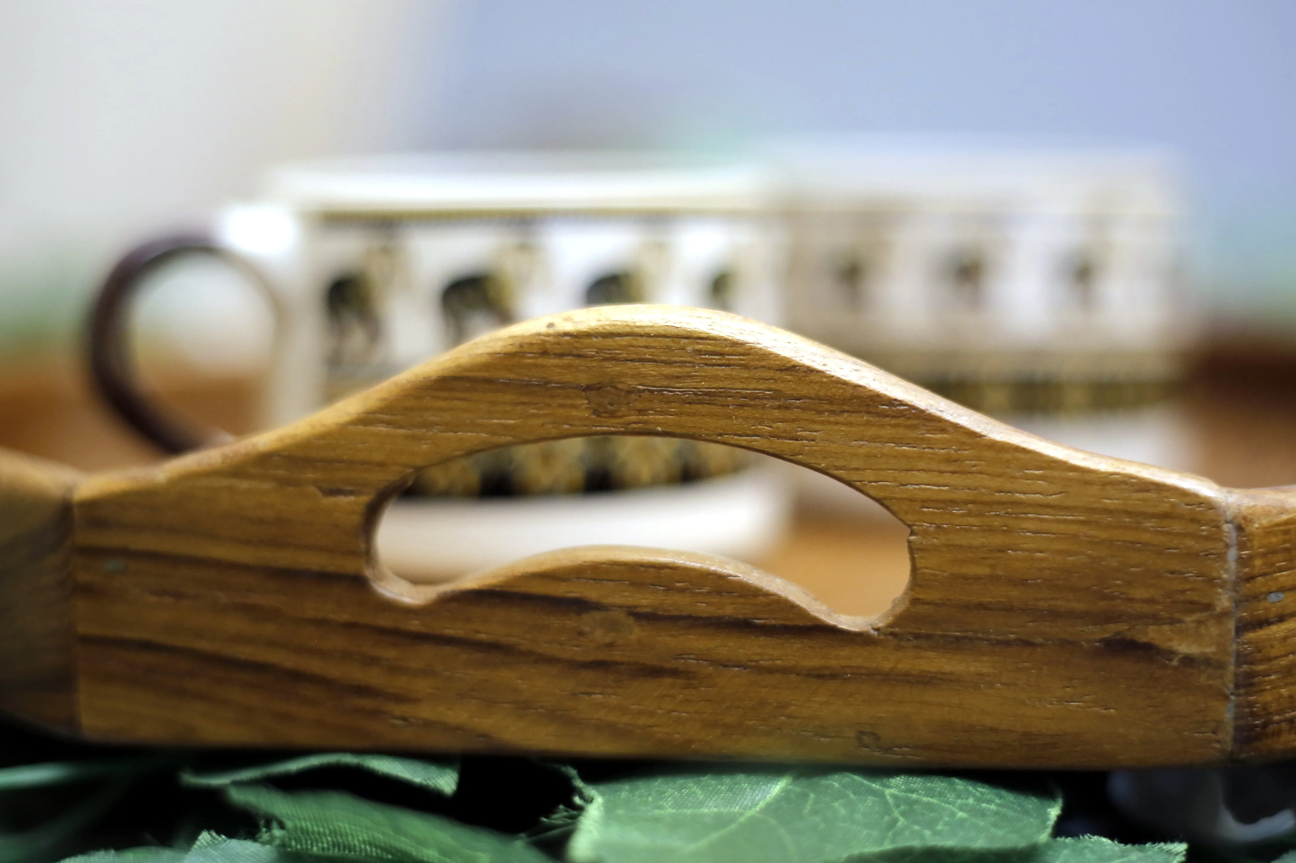 Hexagon Solid Wood Tray Set