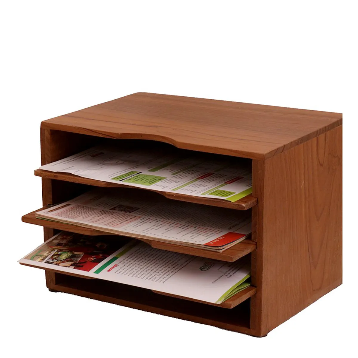 Horizontal Wooden Paper Rack (Natural Tone)