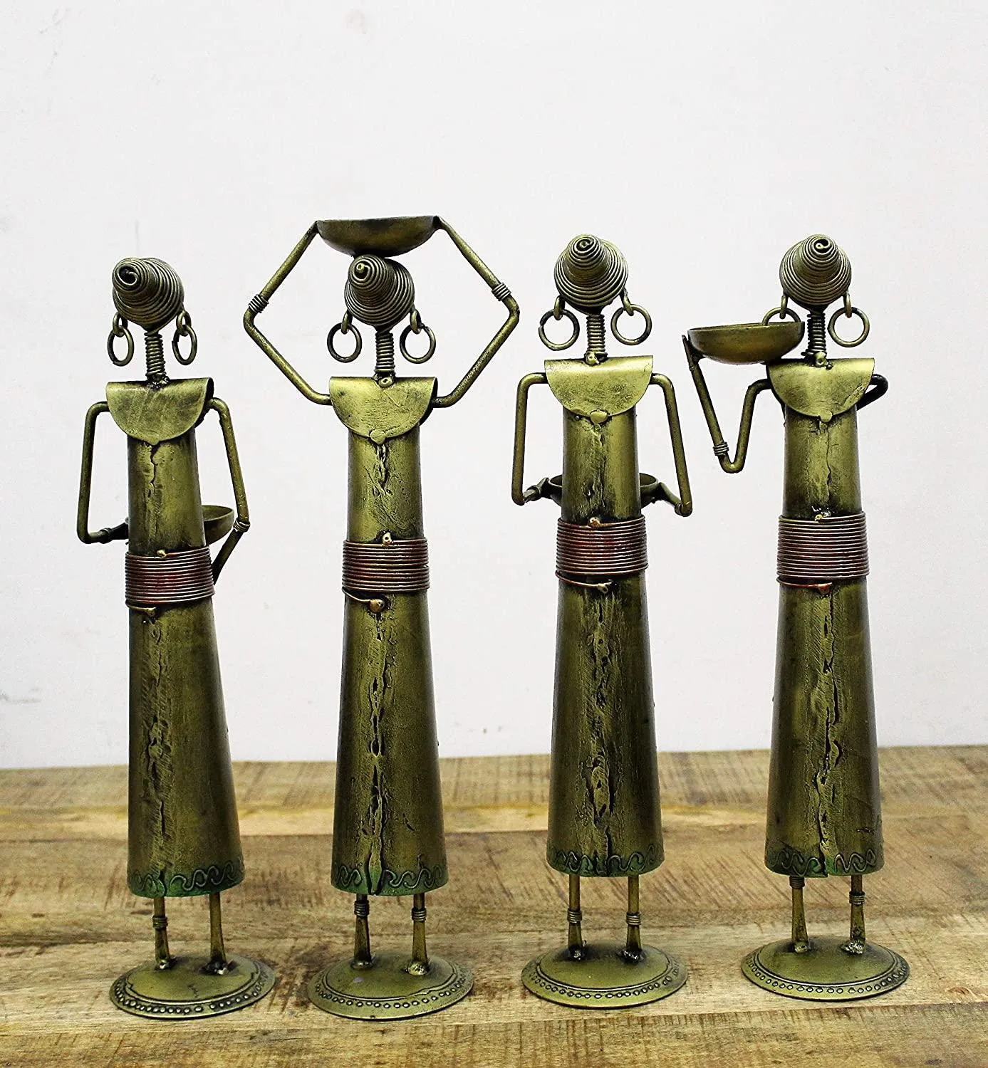 Iron Handcrafted Lady Farmer - Set of 4 Pieces, Golden Finished Size 12.7 x 8.9 x 35.6 cm