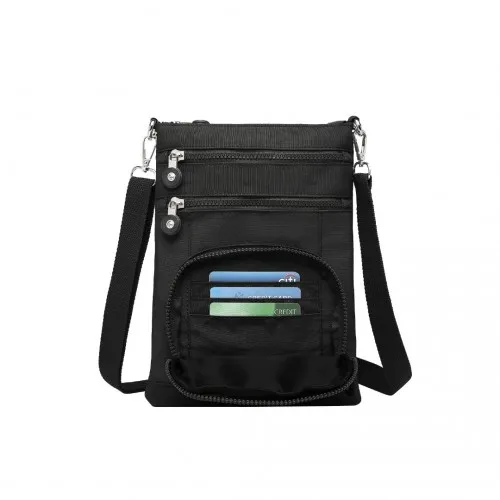 Kono Casual Multi Pocket RFID Blocking Crossbody Bag - Black | Secure & Stylish