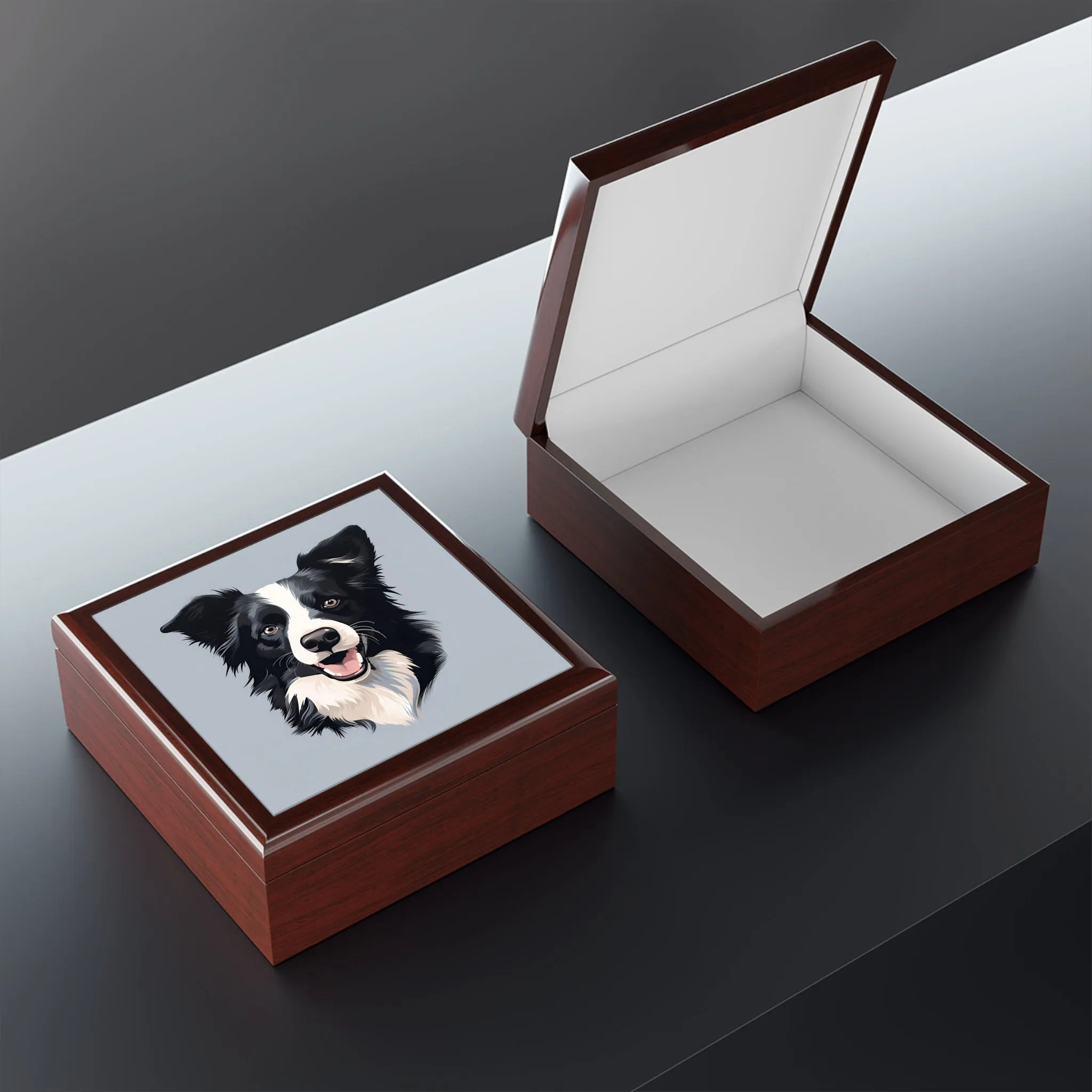 Minimalism Border Collie Art Print Gift and Jewelry Box