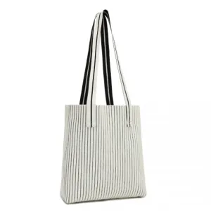 Miss Lulu Large Capacity Polyester Tote Shopping Bag - Beige | Stylish & Practical Reversible Shoulder Bag