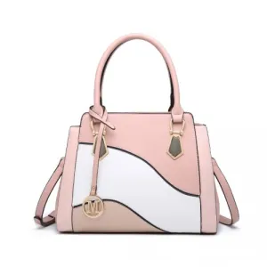 Miss Lulu Pretty Colour Combination Leather Handbag Tote Bag - Pink | Stylish & Versatile Women's Purse