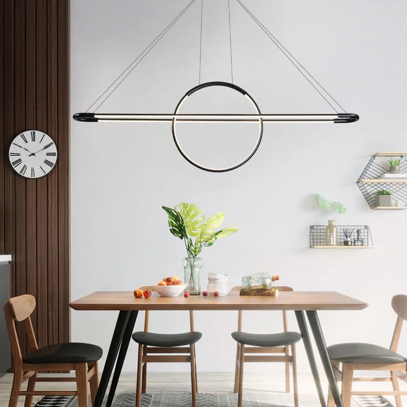 Modern Geometric Island Pendant Light Fixture with LED, Metal Ceiling Dining Room Artistic Lighting