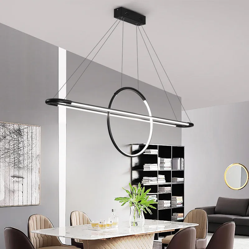 Modern Geometric Island Pendant Light Fixture with LED, Metal Ceiling Dining Room Artistic Lighting