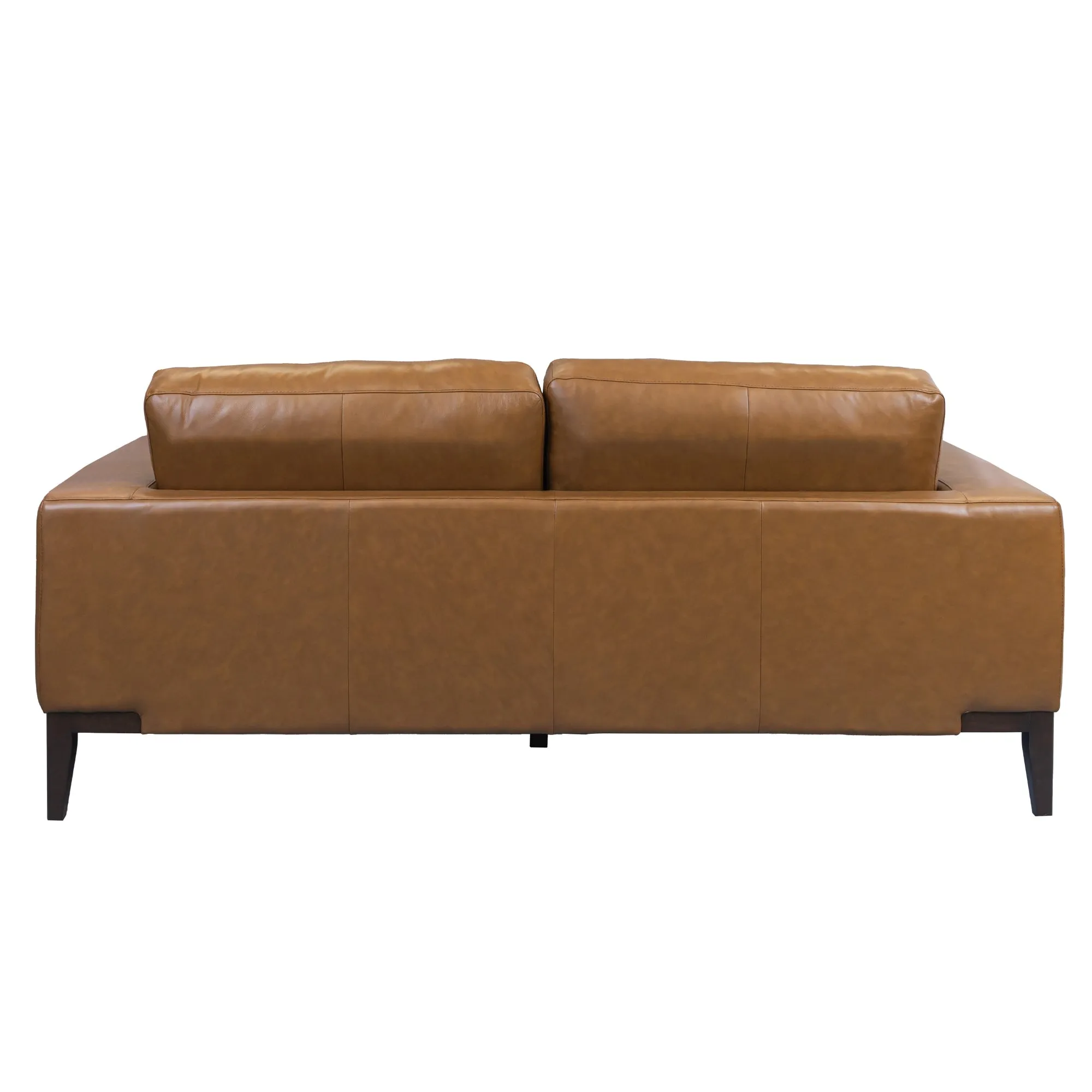 Modern Tan Leather 3-Seater Sofa, Wide Arms, Durable Frame