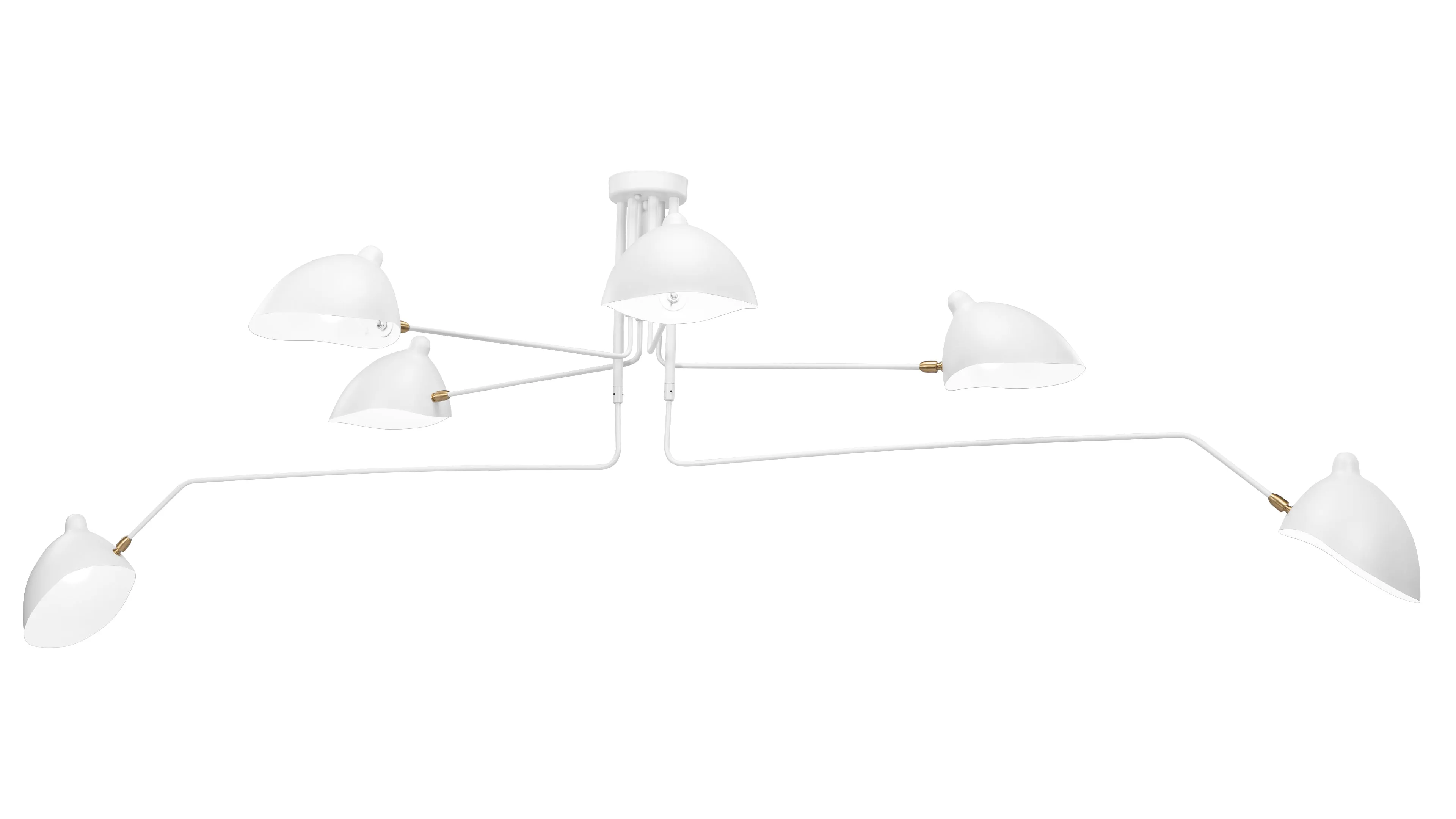 Mouille Ceiling - Mouille Ceiling Light, Six Arms, White, W110 in