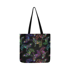 Neon Floral Wolves Reusable Shopping Bag (Two sides)