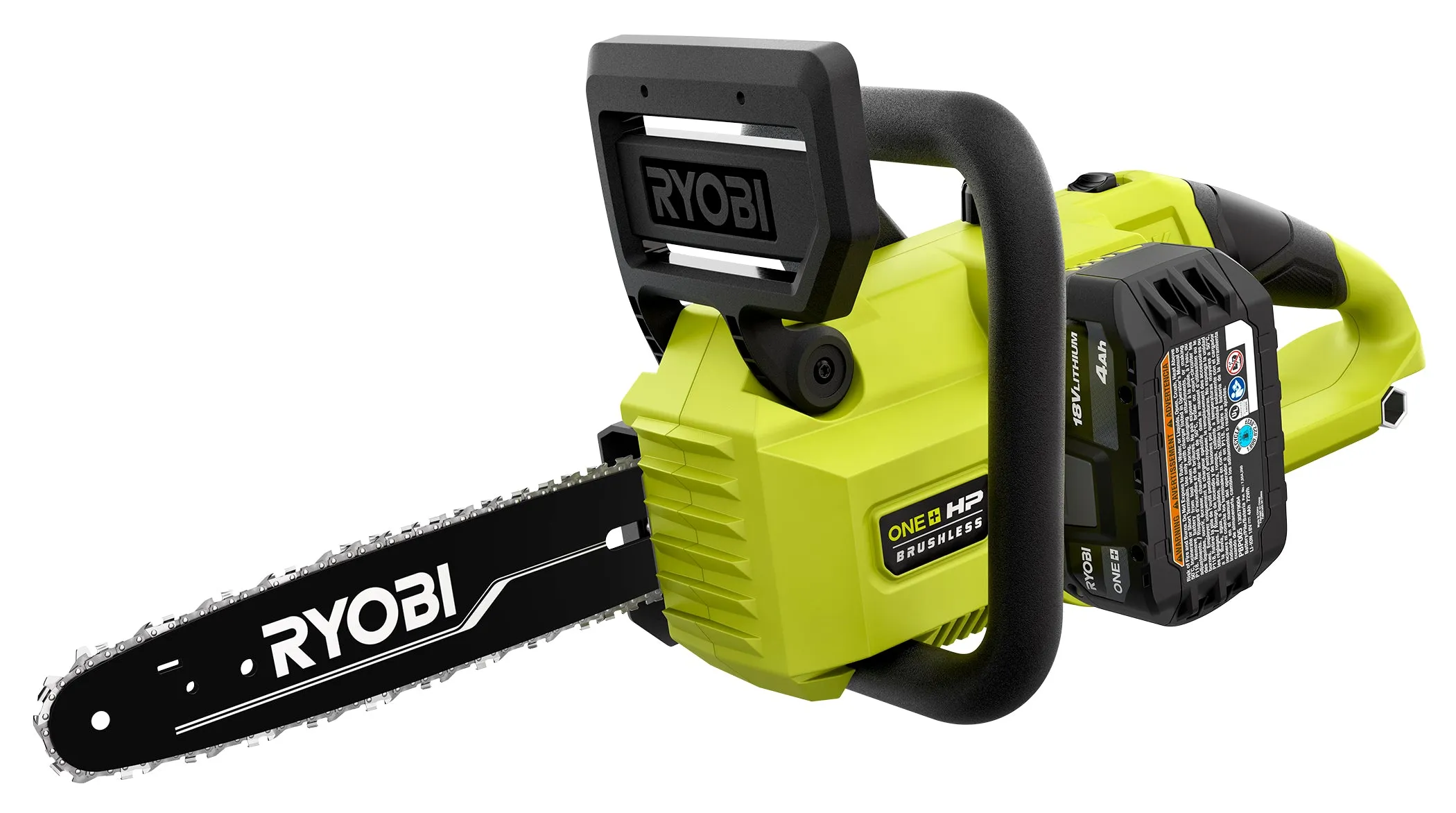 Open Box -  RYOBI ONE  10 in. HP 18-Volt Brushless Lithium-Ion Electric Cordless Chainsaw - 4.0 Ah Battery and Charger Included