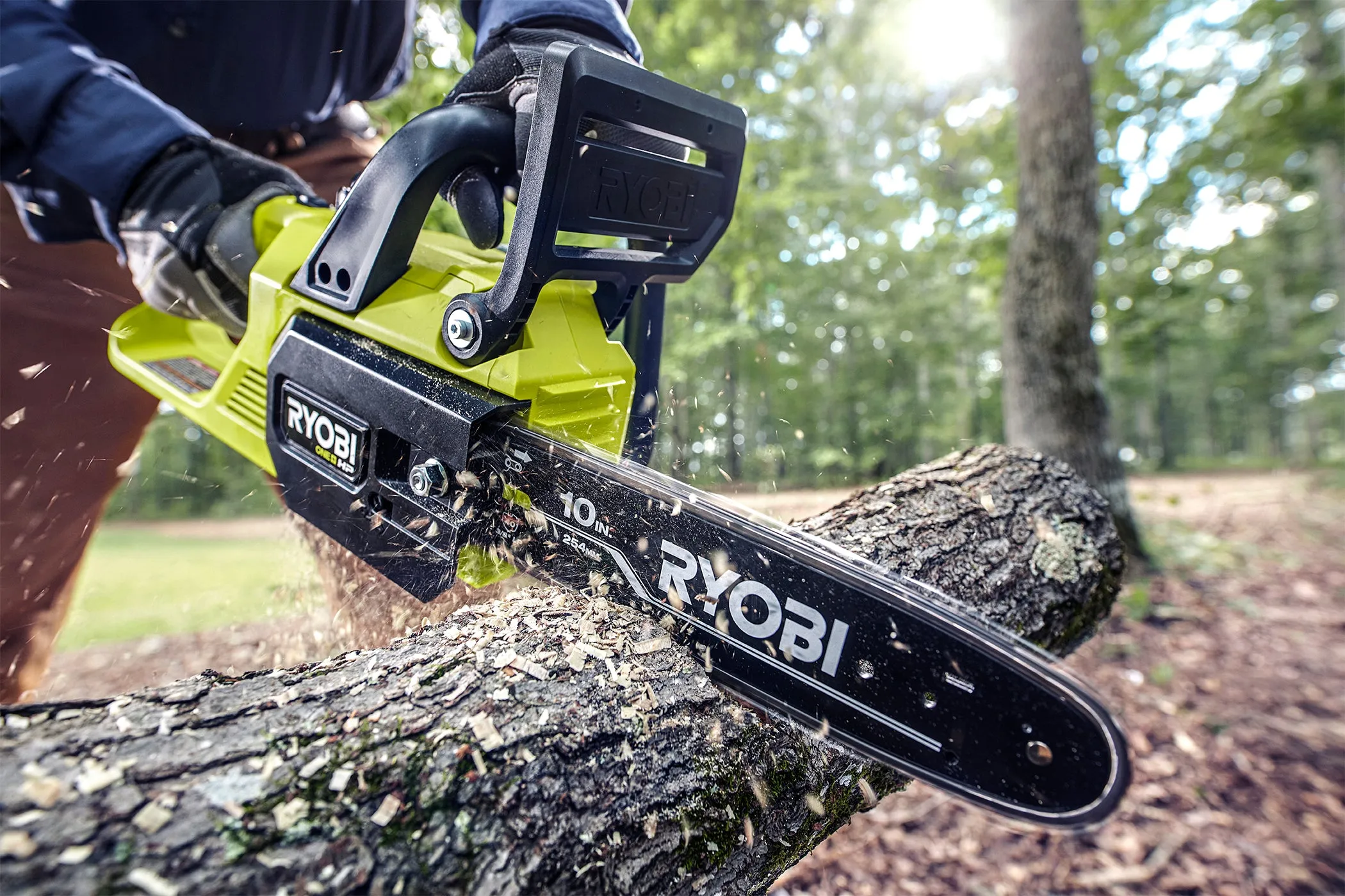 Open Box -  RYOBI ONE  10 in. HP 18-Volt Brushless Lithium-Ion Electric Cordless Chainsaw - 4.0 Ah Battery and Charger Included