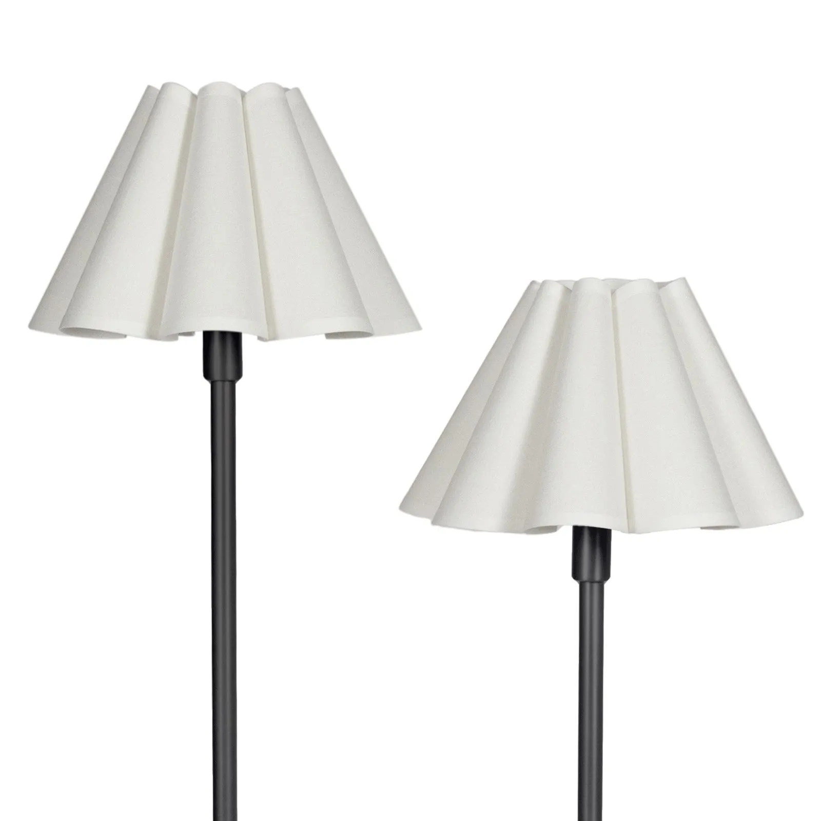 Polly Floor Lamp (Blackened Brass with White Scalloped Shade)