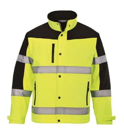 Portwest Hi Vis Breathable Two-Tone Softshell Waterproof Work Jacket - S429