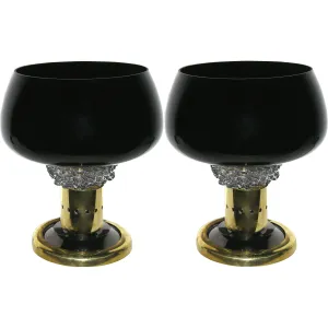 Seguso Vetri d'Arte Italian Grand Pair of Dark Purple Murano Glass Brass Lamps