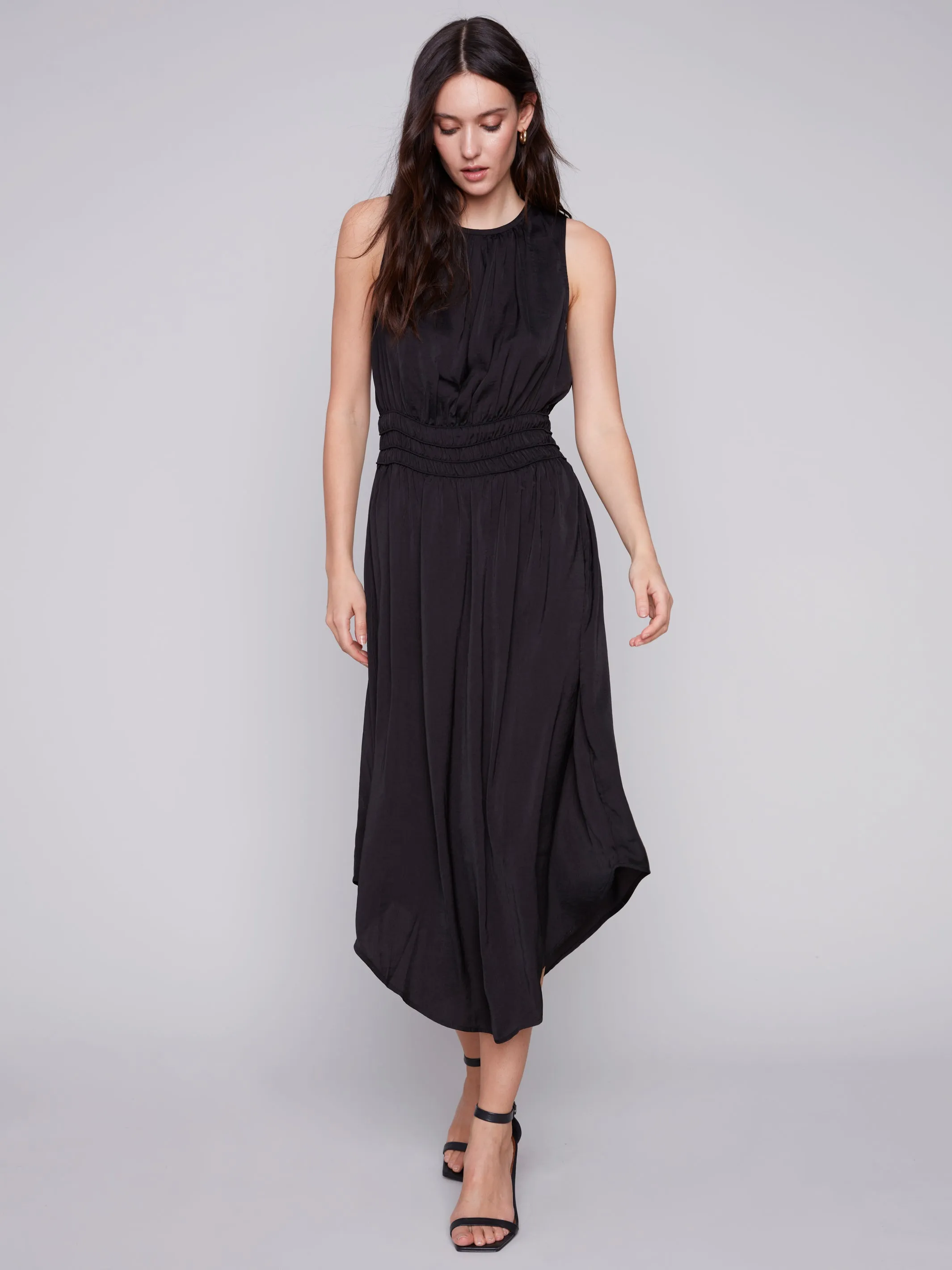 Sleeveless Dress with Elastic Smocking Waist