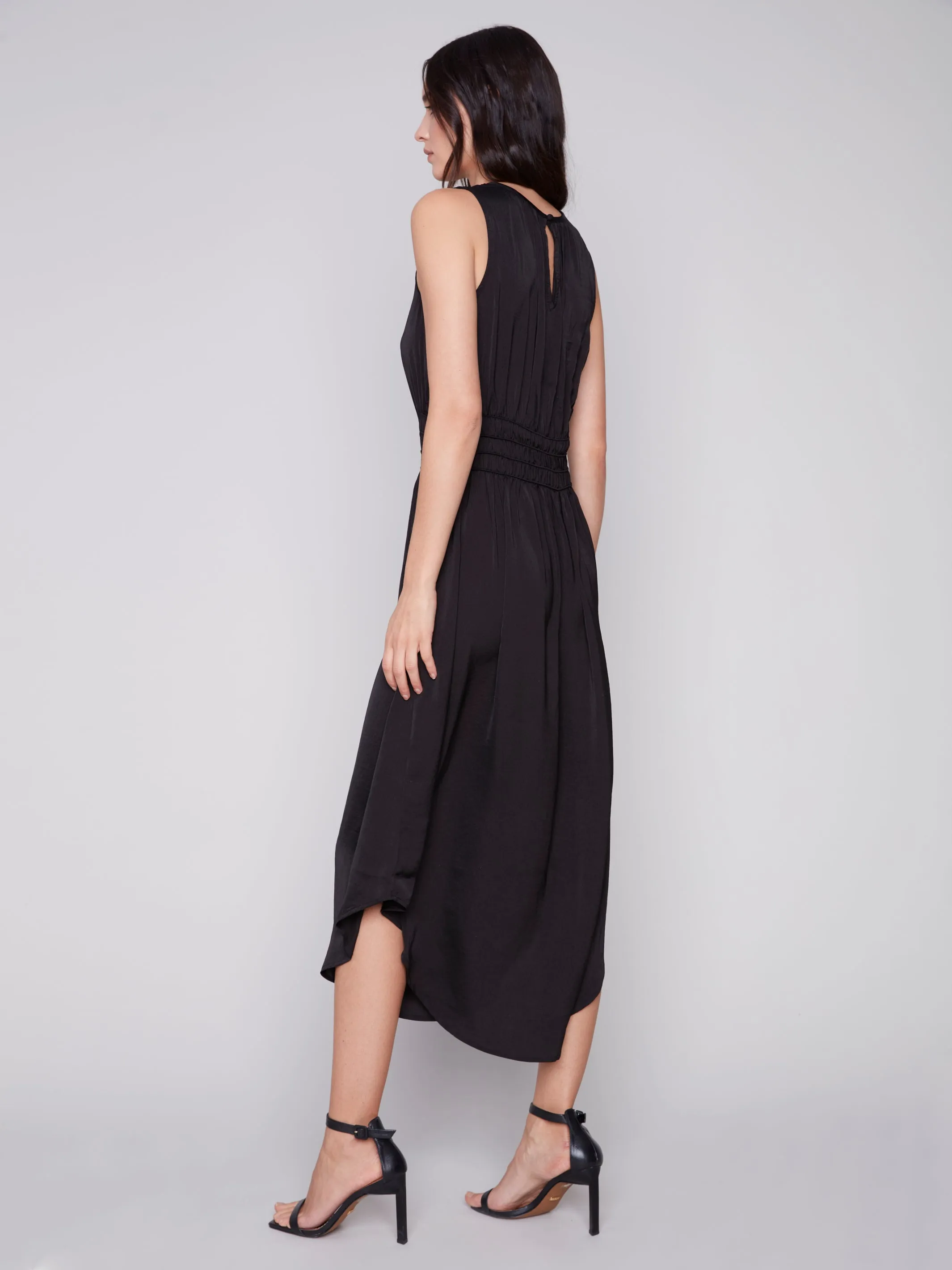 Sleeveless Dress with Elastic Smocking Waist