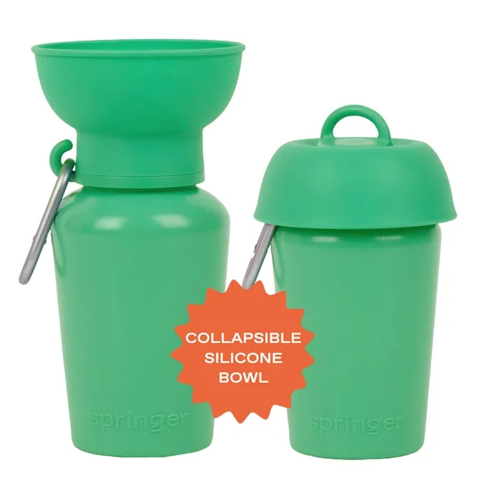 Springer Flip Travel Dog Water Bottle - Green