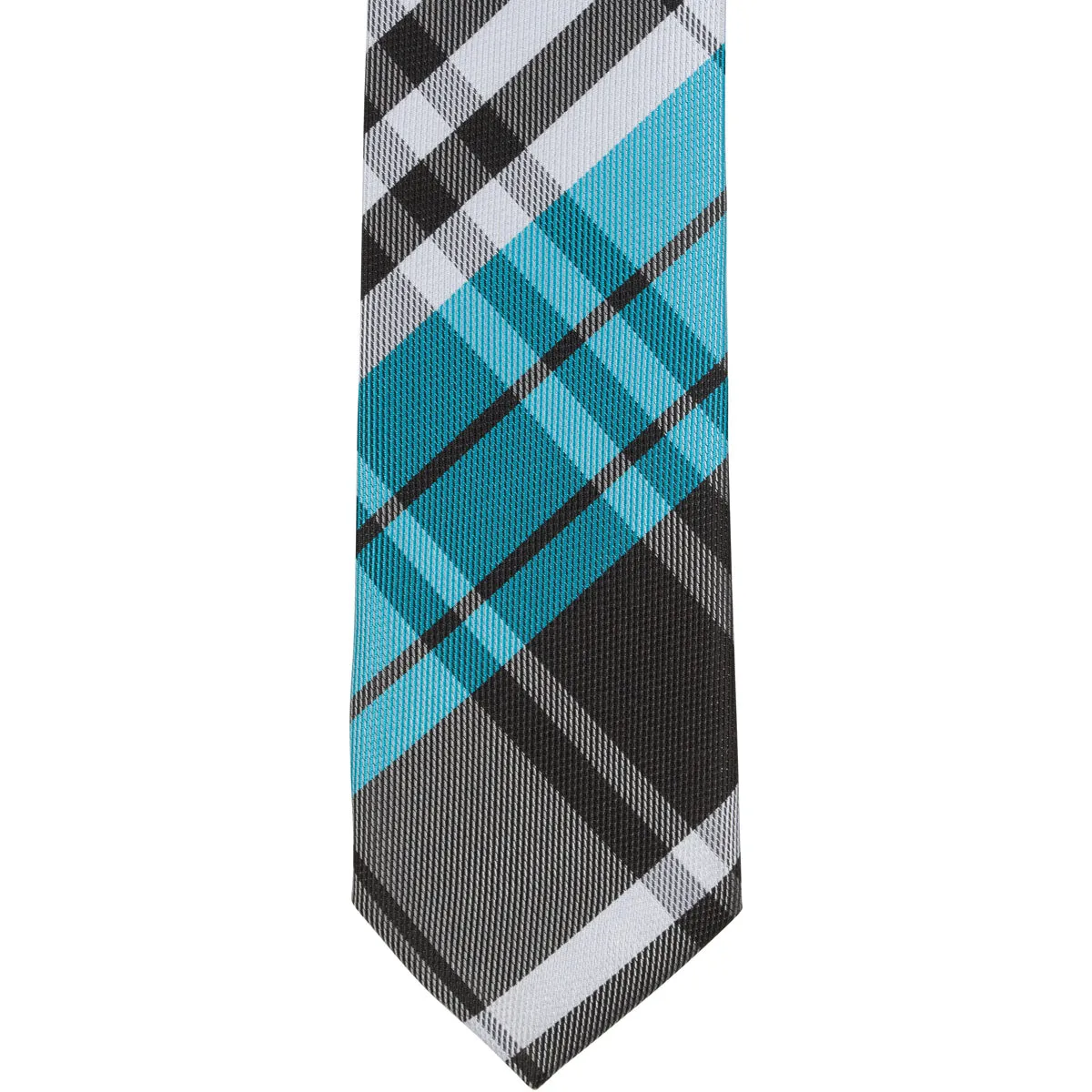 ST4 - Aqua/Black/White Plaid - Skinny Width