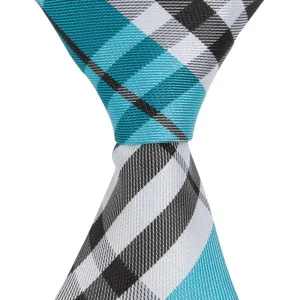 ST4 - Aqua/Black/White Plaid - Skinny Width