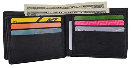 Swiss Marshall RFID Wallets for Men – Premium Quality Men’s Leather Wallet – Black Bifold Wallet - Elegant Handcrafted Design – Large Storage Capacity – Deluxe Packaging