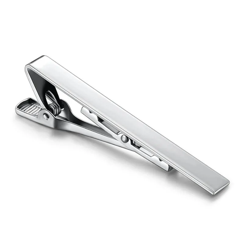 Tie Clip Fashion Style Ties for Men Metal Tone Simple Bar Clasp