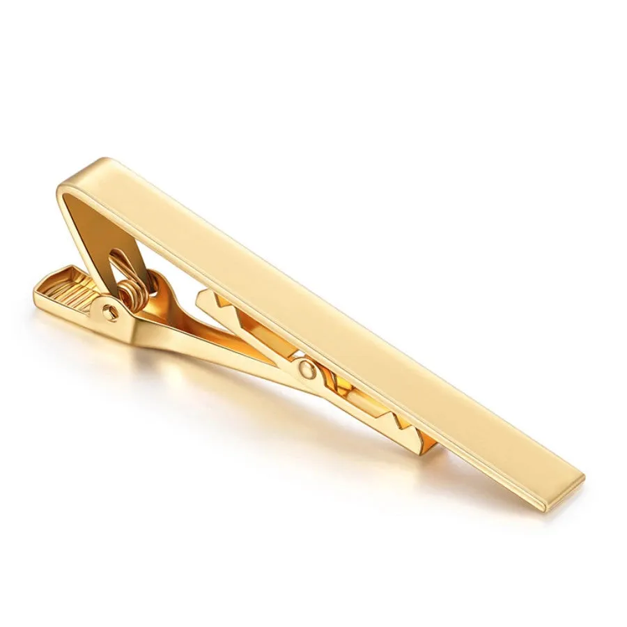 Tie Clip Fashion Style Ties for Men Metal Tone Simple Bar Clasp