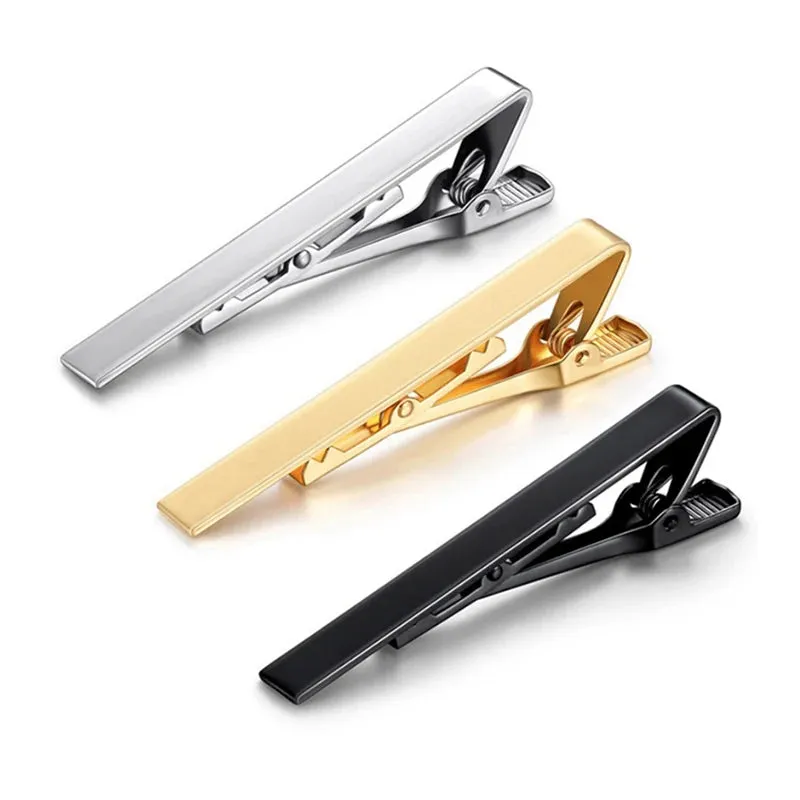 Tie Clip Fashion Style Ties for Men Metal Tone Simple Bar Clasp