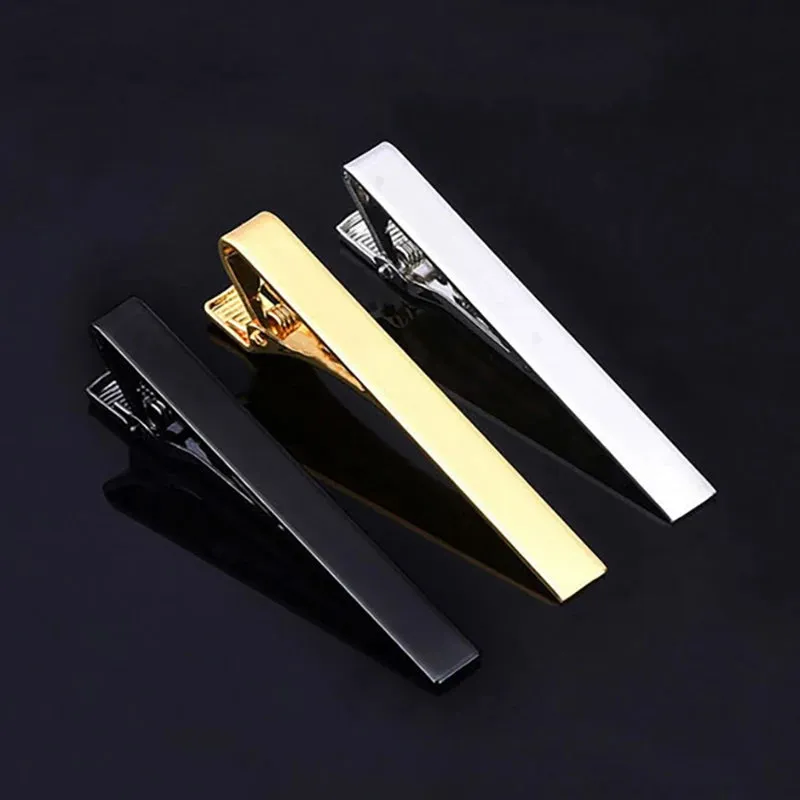 Tie Clip Fashion Style Ties for Men Metal Tone Simple Bar Clasp