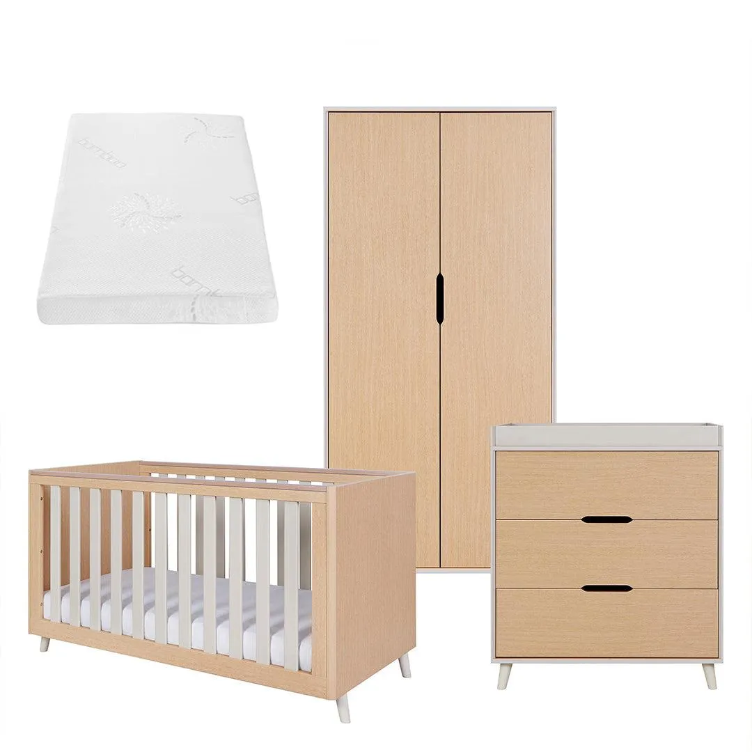 Tutti Bambini Fika 3 Piece Room Set - Light Oak/White Sand