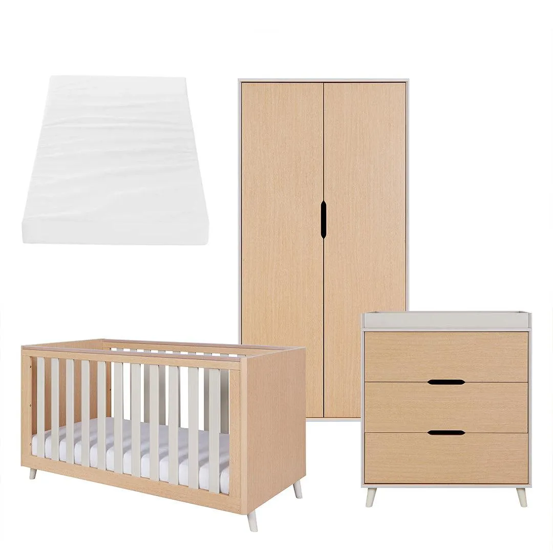 Tutti Bambini Fika 3 Piece Room Set - Light Oak/White Sand