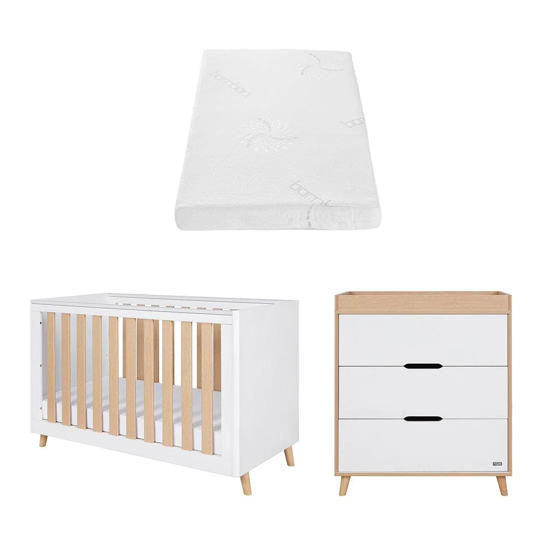 Tutti Bambini Fika Mini 2 Piece Room Set - White/Light Oak