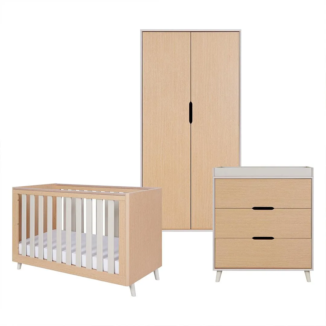 Tutti Bambini Fika Mini 3 Piece Room Set - Light Oak/White Sand