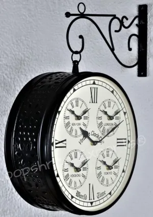 Vintage Clock Handcrafted Double Side Wall Clock 1 Year Warranty / 65700-12-FWCR