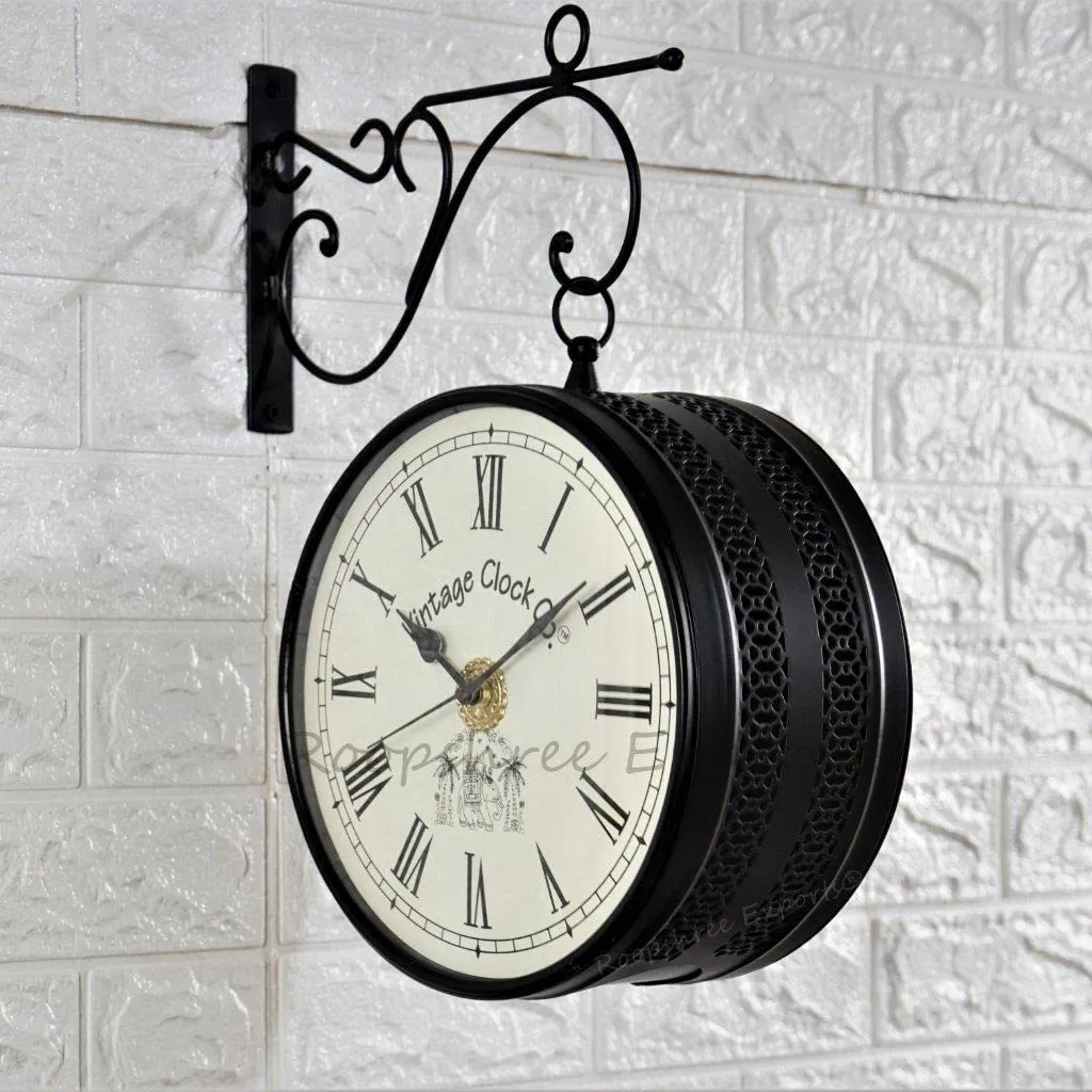 Vintage Clock Handcrafted Double Side Wall Clock 1 Year Warranty / 65700-12-FWCR