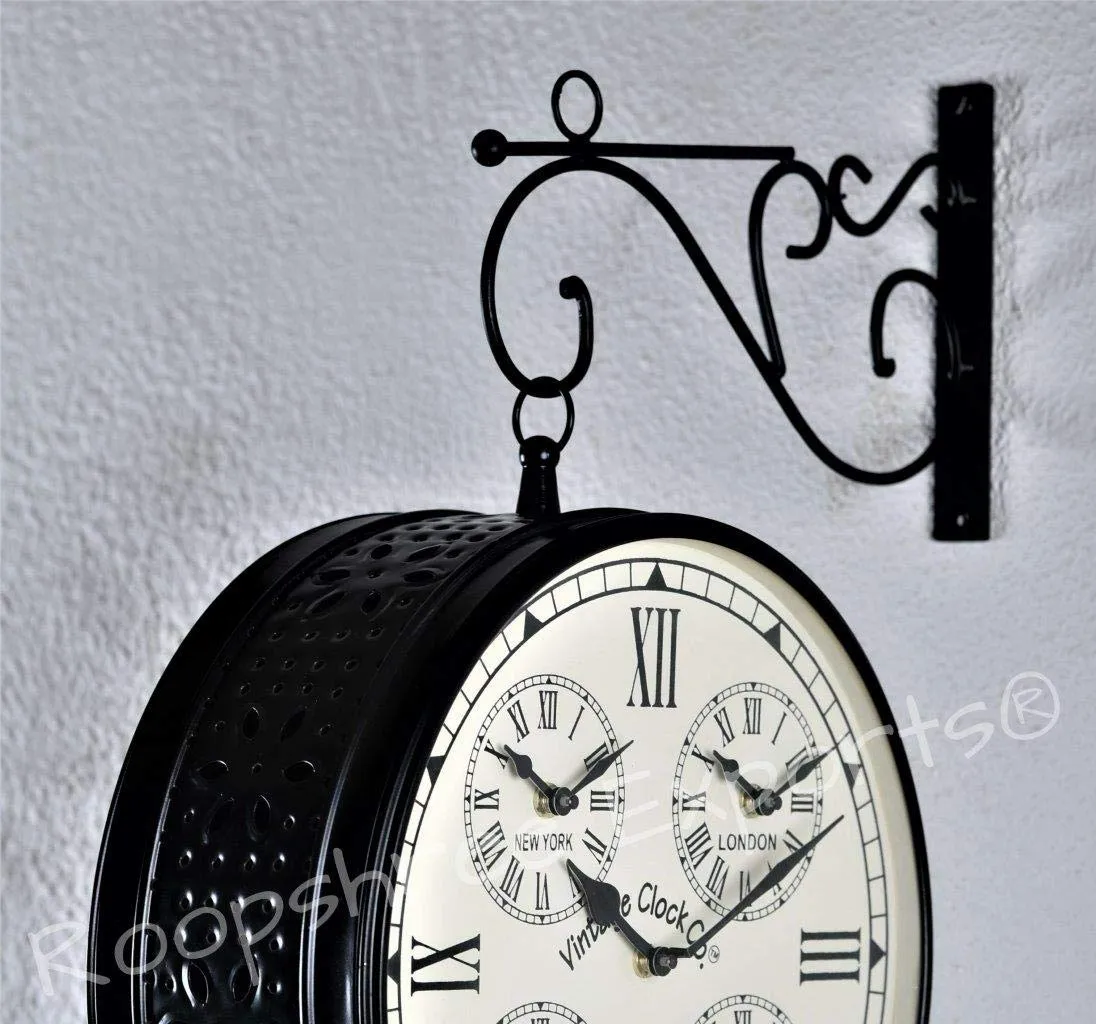 Vintage Clock Handcrafted Double Side Wall Clock 1 Year Warranty / 65700-12-FWCR