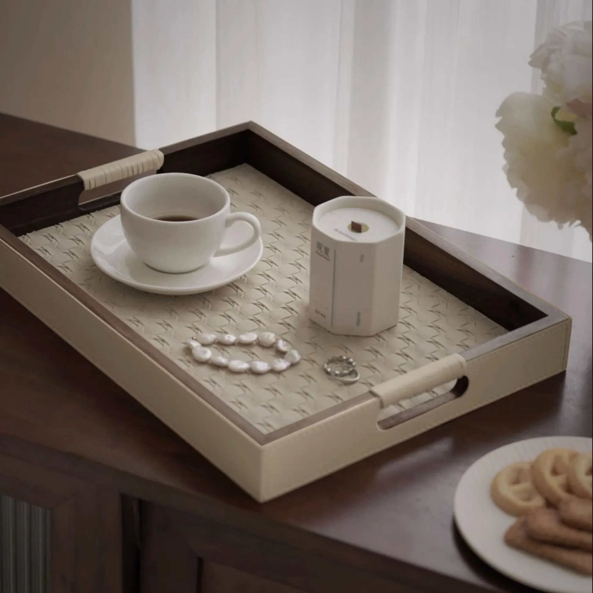 Walnut & Leather Tray