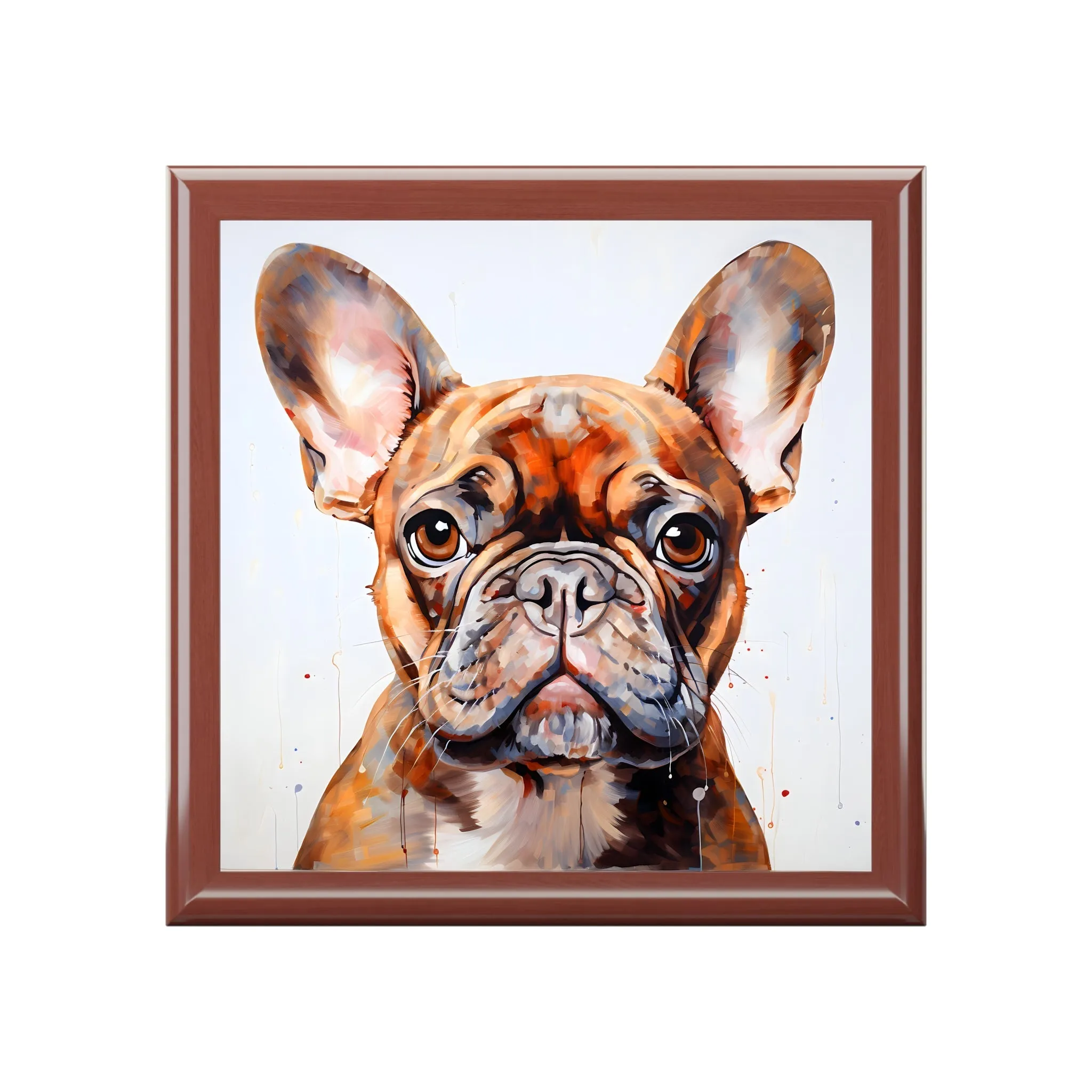 Watercolor French Bulldog Portrait Art Print Gift and Jewelry Box