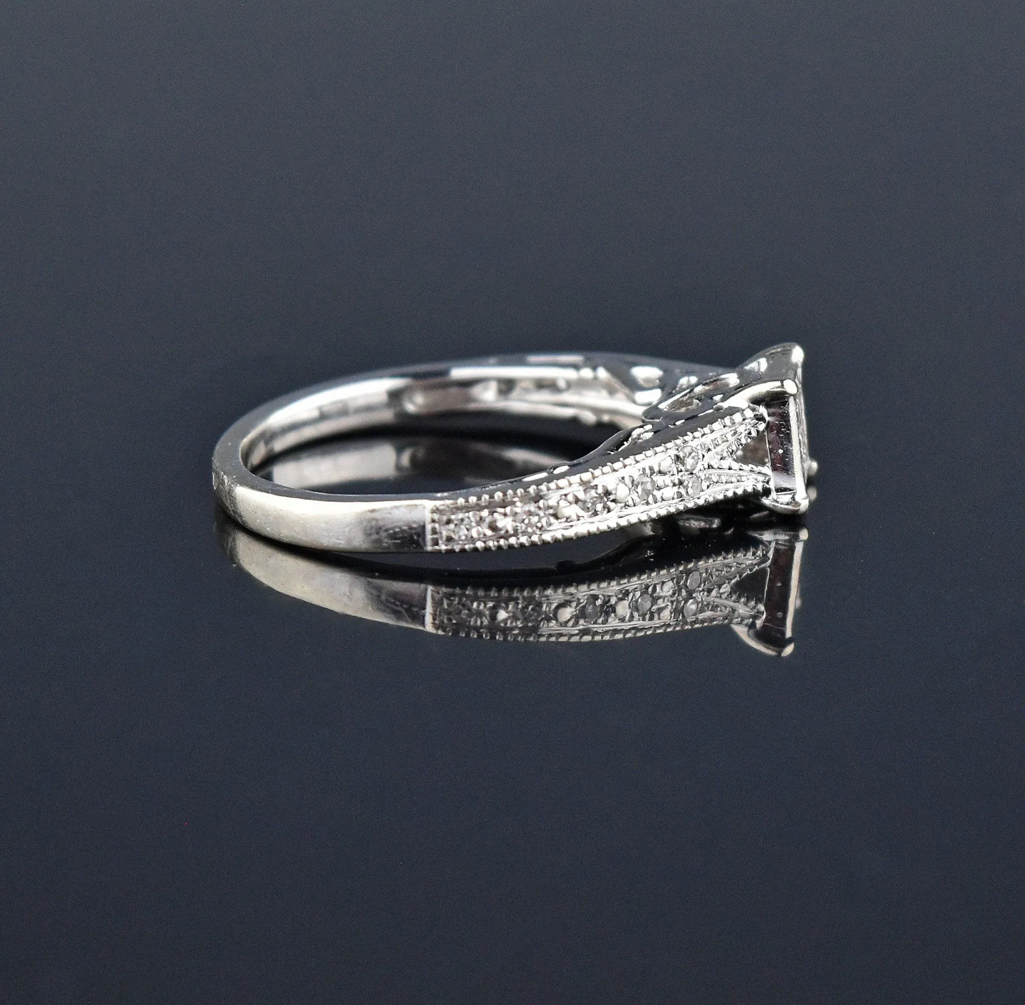 White Gold Princess Cut Diamond Engagement Ring