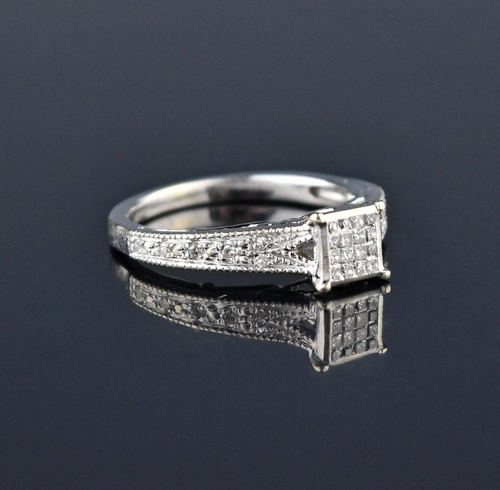 White Gold Princess Cut Diamond Engagement Ring